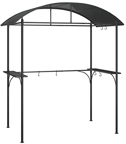 Tidyard Grillpavillon mit Seitenregalen Gartenzelt Partyzelt Festzelt Bierzelt Witterungsbeständig Metall Gestell Anthrazit 220x115x230 cm