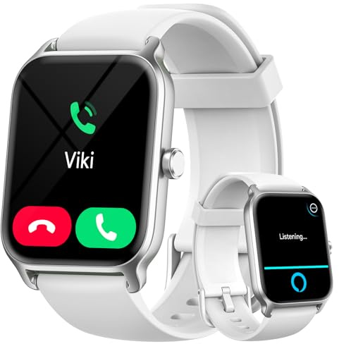 Gydom Smartwatch Damen mit Telefonfunktion 1.8'' Alexa Eingebaut Fitnessuhr 100+Sportmodi, Herzfrequenz SpO2 Stress EIN-klick Messen, Schlafmonitor, IP68 Schrittzähler Uhr für Android/IOS Weiß, IDW13