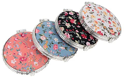FRCOLOR 4stücke Retro Floral Make-up Spiegel Klappbar Kompakt Kosmetikspiegel Für Reisen Handtasche Rucksack
