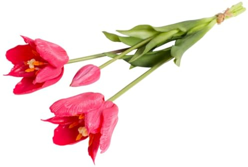 Botanic-Haus künstliche Tulpe/künstliches Tulpenbündel mit 2 großen offenen Tulpen und Einer Tulpenknospe Farbe: Beauty real-Touch
