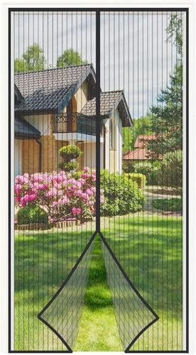 4UMOR Mosquitera Puerta Magnetica 150x215cm Mosquitera Iman Fuerte Cerrado Automático Cortinas Antimosquitos con Cinta Adhesiva Adecuado para Estudio Dormitorio Balcón Negro