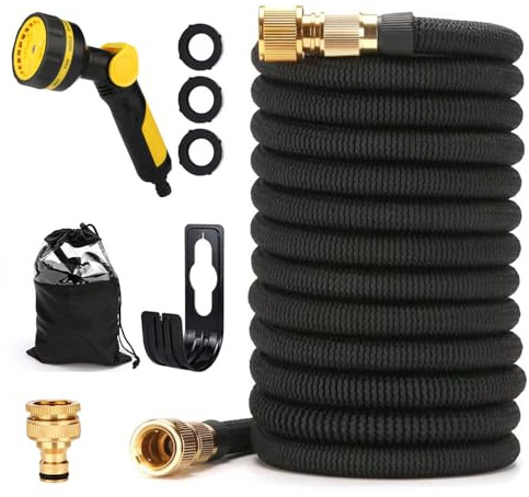TGKYK Manguera Extensible 22.5M/75FT, Manguera Jardin Extensible con Pistola Riego 10 Funciones, Manguera Flexible Jardin con Conector de 1/2” y 3/4”, Mangeras Jardineria Flexible para Jardineria