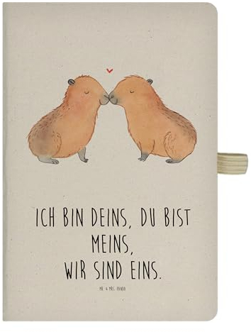Mr. & Mrs. Panda DIN A4 Baumwoll Notizbuch Capybara Liebe - Geschenk, Journal, Notizen, Liebesbeweis, lustige Sprüche, Skizzenbuch, Geschenkidee,