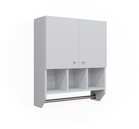 Vicco Badschrank Fynn, Weiß, 59.2 x 70.5 cm | Hängeschrank mit 2 Türen, wandhängend zur Aufbewahrung von Badutensilien