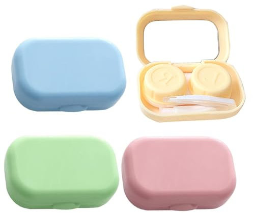 MYSUNBAR Confezione da 4 custodie per lenti a contatto, custodia in plastica per lenti a contatto, colorate, da viaggio, con specchio, pinzette, contenitore per lenti a contatto, multicolore,