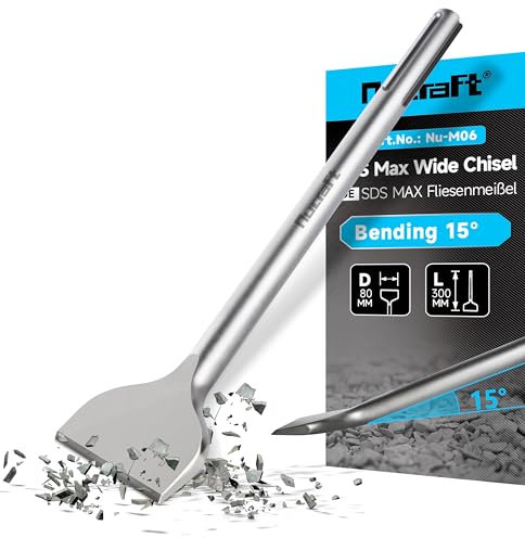 Nucraft SDS-Max - Scalpello a spatola largo, 300 x 80 mm, con angolo di lavoro di 15°, in acciaio super temprato