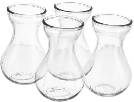 FUNOMOCYA Jarrón De Cristal Decorativo Transparente Pequeño De Vidrio Hidropónico para Hogar Oficina y Centros De Mesa, Pack De 4 Unidades