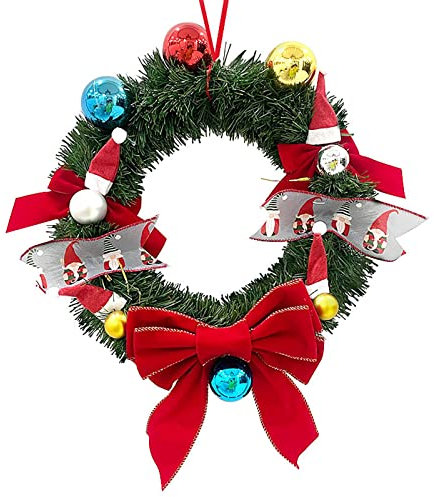 JQQJZLC Weihnachtsdekoration, Weihnachtsmann-Kranz, Weihnachtsschmuck, Urlaub, Party, Art-Deco-Zubehör, draußen mit Lichtern (grün, Einheitsgröße)