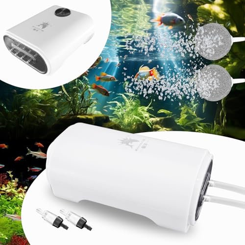 Aquarium luftpumpe,8W Sauerstoffpumpe Aquarium,Regelbare Aquarium pumpe,mit Rückschlagventil,Luftstein,Luftleitung,Sauerstoffversorgung 720L/H,Geräusch-vibrationsarm,für Fischtank und sauerstoffgerät
