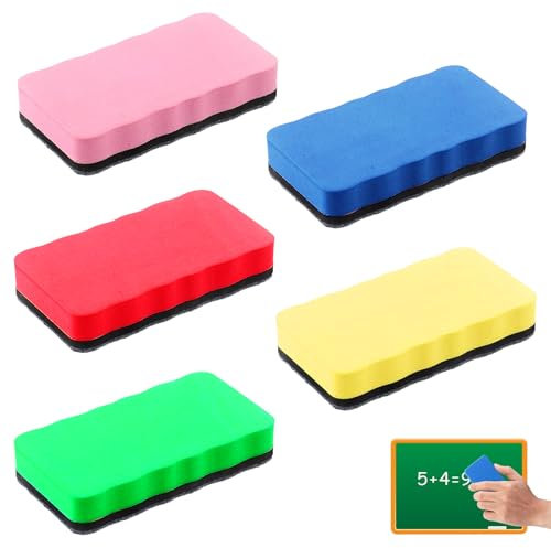 5 gomme per lavagna bianca, 5 colori in spugna bianca, spessa gomma adesiva a secco, mini gomma per lavagna bianca, mini gomma per lavagna bianca, gomma riutilizzabile per lavagna bianca, per aule,