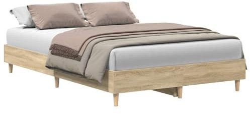 vidaXL Bettgestell ohne Matratze Sonoma-Eiche 120x200 cm Holzwerkstoff, Bettrahmen, Bett, Palettenbett, Schlafzimmermöbel, Doppelbett, Plattenbett