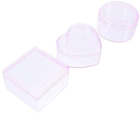 VALICLUD Lot de 3 Boîtes de Rangement en Plastique pour Bijoux et Bonbons, Finition Soignée, Formes Rondes, Carrées et Cœur, Apparence Élégante pour Organisation Maison