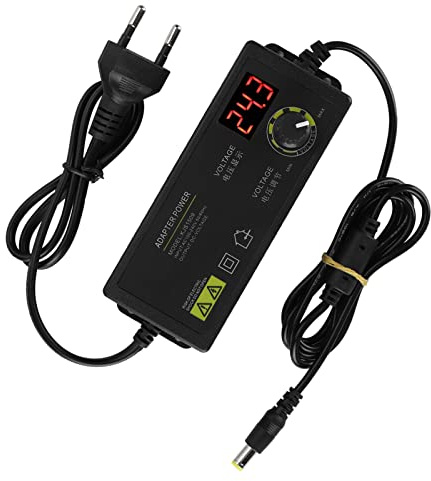 Risegun Einstellbares Netzteil 3V-36V Weitbereich Verstellbarer Netzadapter Universal Netzteiladapter 60W 1,7A AC DC Adapter mit Digitalanzeige für Haushaltselektronik, DC Motor