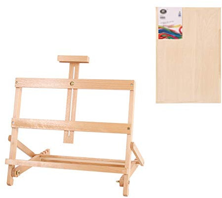 CONGRUI Cavalletto da scrivania artistico in legno, regolabile, per esposizioni professionali (cavalletto + lavagna da disegno 8K)
