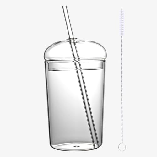 Ktnyl Smoothie Becher, Trinkgläser Mit Deckel, Iced Coffee to Go Becher, Glas Mit Deckel Und Strohhalm, Trinkglas Mit Strohhalm Und Deckel, für Saft, Kaffee, Smoothies, Tee Und Andere Getränke