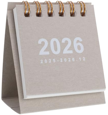NUOBESTY 1 Stück Mini-Tischkalender 2025–2026 Kleiner Tischkalender Zum Aufklappen Für Die Tägliche Planung Zu Hause Und Im Büro Grau