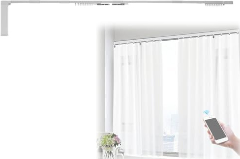 TkkMivcOC Motorisiert Vorhangschiene, Elektrische Gardinenschiene, Intelligente Deckenvorhangschienen mit Fernbedienung, Timer-Funktion, für 2.16-4.2m I-Schiene & U-Schiene Vorhangschienen