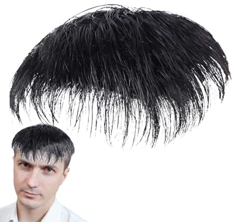 Patch per capelli da uomo – Capelli corti per uso quotidiano | di sostituzione dei capelli leggero | Colore uniforme naturale per la copertura dei capelli bianchi, macchia calva o corona