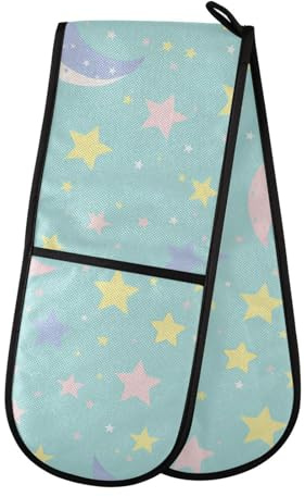Maniques et gants de cuisine à double fonctionnalité résistants à la chaleur (lune)