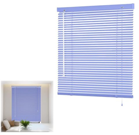 WXGZSKLV Light Filtering Aluminum Blind, Waterproof Venetian Blinds 25 mm Metal Slat Horizontal Window Shades, 30 45 56 60 78 10 120 140 160 cm Custom Size Cordless Blinds(Navy blue)