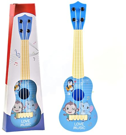 Gitarre für Kinder,26 cm Ukulele Gitarren Spielzeug für Kinder Mini Gitarre Ukulele Musikspielzeug Ukulele Instrument,Minigitarre Lernspielzeug für Kleinkinder Anfänger Jungen Mädchen Geschenk (Blau)