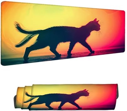 Alfombrilla Ratón XXL 1400 x 600 mm, Color Gaming Alfombrilla Escritorio, Mouse Pad con Superficie Suave y Base de Antideslizante, Gato Tapete Escritorio Grande, Mousepad para Gaming en Casa H-1923