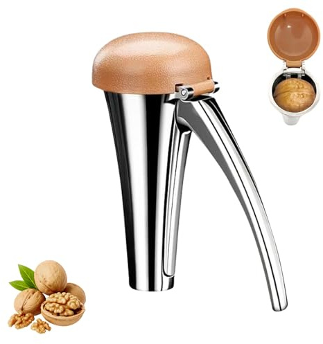 Nut Cracker, Heavy Duty Nutcracker with Splash-Proof Lid, Walnut Cracker Tool with Ergonomic and Self-Retracting Handle -Cracks Large to Medium Sized Nuts With Little Effort