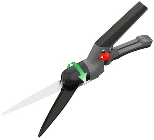EPAOVEHR Cisailles à gazon, lames pivotantes à 340° en acier inoxydable, Comfort ciseaux de jardinage portatifs et tranchants avec tranchants orientables revêtement anti-adhésif