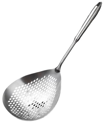 Schiumarola in acciaio inox per uso alimentare, antiruggine, grande, con manico, per cucinare in modo sicuro