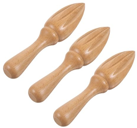 POPETPOP 3 Pièces Presse à jus manuel en bois naturel extracteur de citron sans vernis cône à agrumes 3 pièces portable pour cuisine et réunions