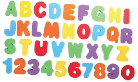 GARVALON Lot de 2 Sets de Jouets de Bain en EVA 26 Lettres et 10 Chiffres Colorés Éducatif d'Éveil pour Bébé et Garçon et Filles Apprentissage de L'Alphabet Nombres Matériel Sûr et sans