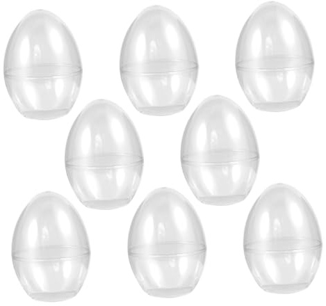 Yardenfun 8pcs Plastic Fillable Easter Egg Party Boxes 90x90x120mm Flat Bottom Candy Storage Containers for Spring Decorations and Holiday Crafts