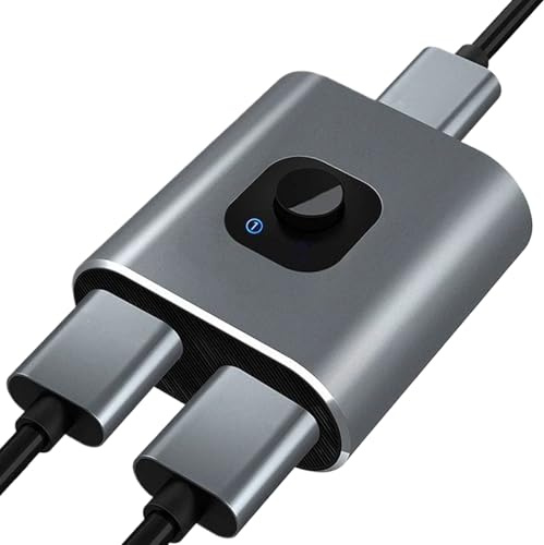 Nudorpn Selector de vídeo – Adaptador con 2 entradas y 1 salida, Plug and Play Display Port Splitter | para PC, portátil, monitor, TV, hogar, trabajo, estudio, aula, sala de control, videoconferencia