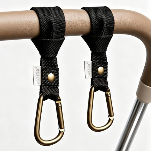 haakaa Baby Stroller Hooks for Bags, Black(2 Pack)- Simple to Use, Non-Slip | Universal Stroller Straps and Hooks, One-Hand Opening, Multipurpose Hooks for Diaper Bags, Backpacks, Bikes & Shopping Carts