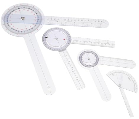 Gogogmee Righello Goniometro Angolare in Plastica Trasparente Set 4 Pezzi Calibro Portatile per Misurazioni Ortopediche di Dita Piedi e Colonna Vertebrale Impugnatura Ergonomica e Facile