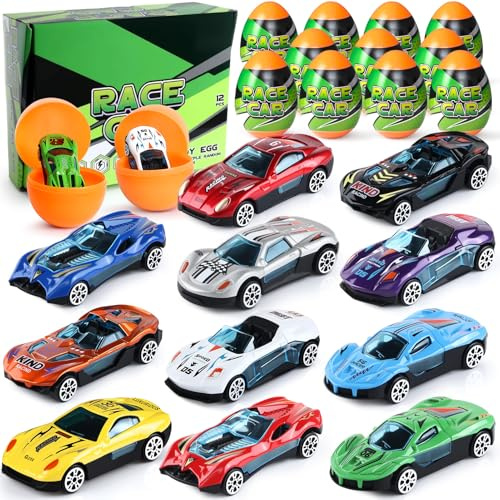 Auto Spielzeug Set Überraschungsei Spielzeugautos Druckgussautos 12 Stück Kleine Spielzeugauto Blindboxen Cars Spielzeug Autos Fahrzeuge Ostern Geburtstag Geschenk für Kinder ab 3 4 5 6 7 8 Jahre