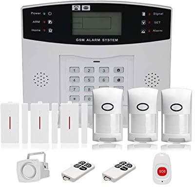Alarmas para Casa, Tuya GSM WiFi Sistema de alarma Smart Home ladrón de ladrones 43 3MHz Zona de cable inalámbrica Pir Sensor de movimiento de humo(C1)