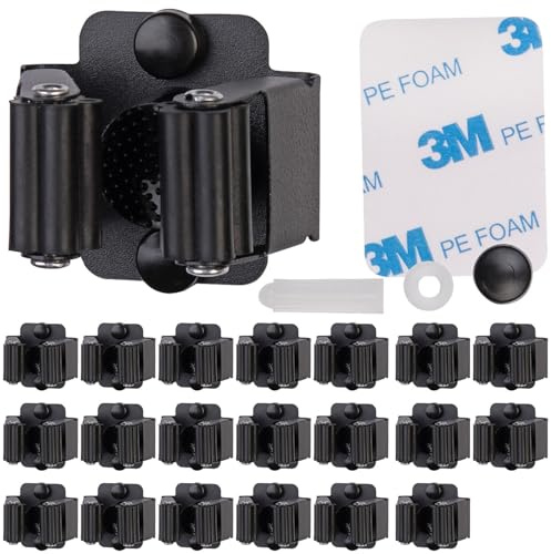Carlo Milano Besenstielhalterung: 20er-Set Geräte-Halter für Besen, Gartengeräte u.v.m., Edelstahl (Garage-Gartengerätehalter, Metall-Stielhalter)