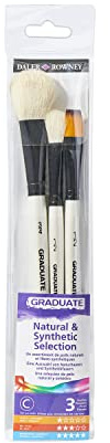 Daler Rowney Estuche con 3 Pinceles DALER ROWNEY Graduate : Paletina Oval de Pelo de Cabra blanca 3/4”, 1/2”, Sintético Plano Lavis 1/2”