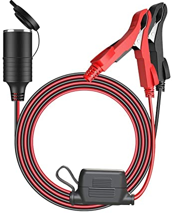 3.2M Zigarettenanzünder Verlängerungskabel 12V/24V KFZ Batterieklemme Clip Kabel 16 AWG 15A Steckdose Adapter Stromversorgung Kordel (Alligator Clip)-MEHRWEG