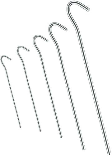 25x Anti-ROST Zeltheringe Ø 4 mm, Länge 200 mm - Rundes Profil | Heringe | Erdnägel | Bodenanker aus verzinktem Stahl zur Befestigung & Fixierung von Zelten beim Camping (25)
