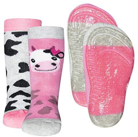 Ewers 2-pack ko stoppare strumpor softStep, halkfri sula för flickor, tillverkad i EUROPE, barnstrumpor, halkskydd, ABS