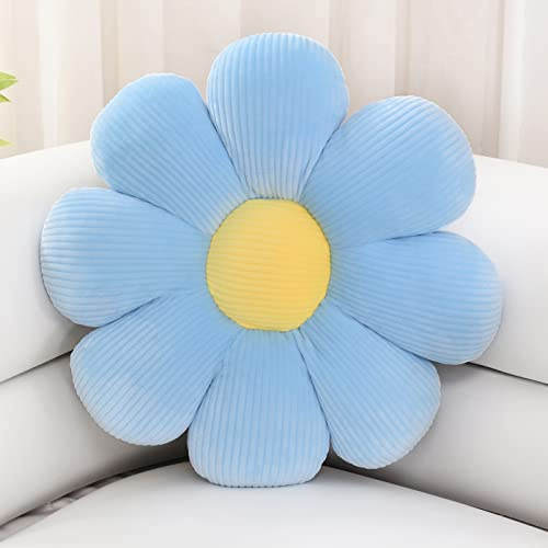 Sioloc Flower Shaped Throw Pillow Butt Cushion - Floor Seating Cushion, Cute Room Decor & Plush Pillow for Bedroom, Sofa, Chair (Blue, 15.7'')