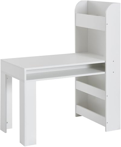 FineBuy Scrivania per Bambini 90x50x110 cm Bianca con Scaffale
