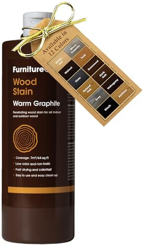 Furniture Clinic Holzbeize und Holzlasur (Warmer Graphit). Ungiftig. Hochkonzentrierte Holzbeize. Schnelltrocknend. Beize für alle Holzarten im Innen und Außenbereich 500 ml