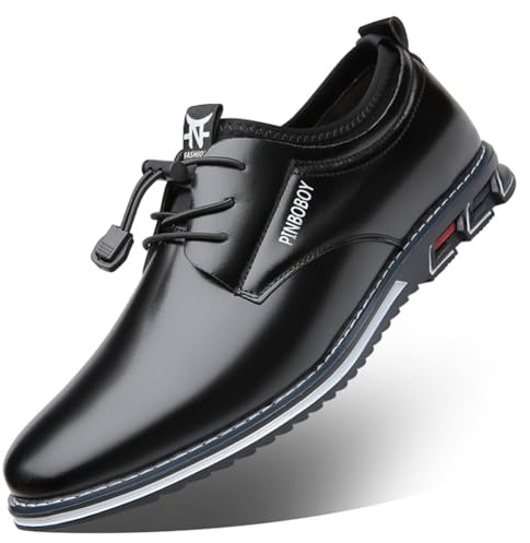 UIKGITP Klassiska sportskor herr kostym Oxford Derby skosnören bröllop arbete fest kläder loafers, svart, 41 EU