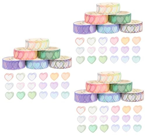 STOBOK 18 Rollen Liebe und Klebeband Scrapbooking-Zubehör leere Herzaufkleber Washi-Aufkleber in Herzform Herat Washi Tapes Herzförmig Sammelalbum Applikationen schmücken
