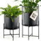 NOLA LIVING XL Pflanzenständer 2er Set, Blumenständer Metall schwarz , Blumentopf mit Füßen, Übertöpfe für Zimmerpflanzen, Übertopf für innen & außen, Blumenhocker, Blumensäule, Pflanzenhocker