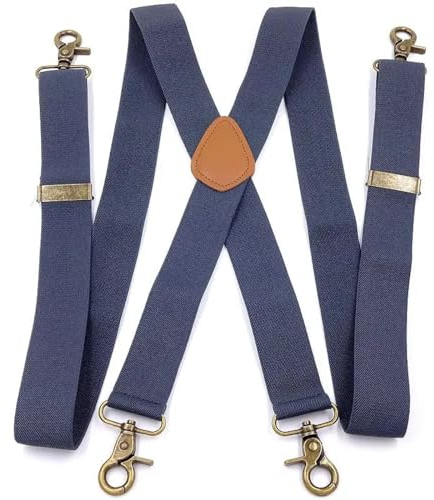 YUECIBAI Hosenträger Suspender Herren Retro Elastische Hosenträger Haken Schnalle Riemen 4 Clips Sling Hosenträger Verstellbar Breit Männlich Suspensorium Grau