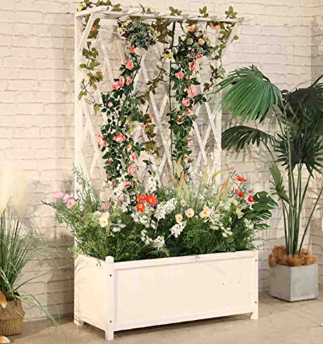 Generisch blumenstandBlumenregal aus karbonisiertem Holz für Balkon, Rosenzaun, Kletter-Rattan-Gestell, Outdoor-Topfschirm, Outdoor-Pflanzkasten (weiß)